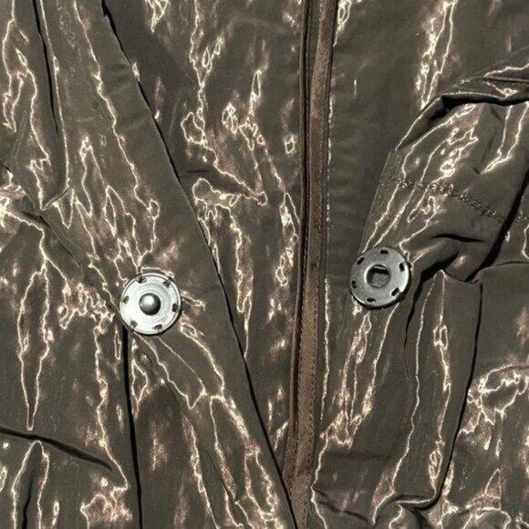 Carlisle Women’s 6 Metallic Brown Crinkle Flare Jacket Long Sleeve Button Down - Picture 3 of 10